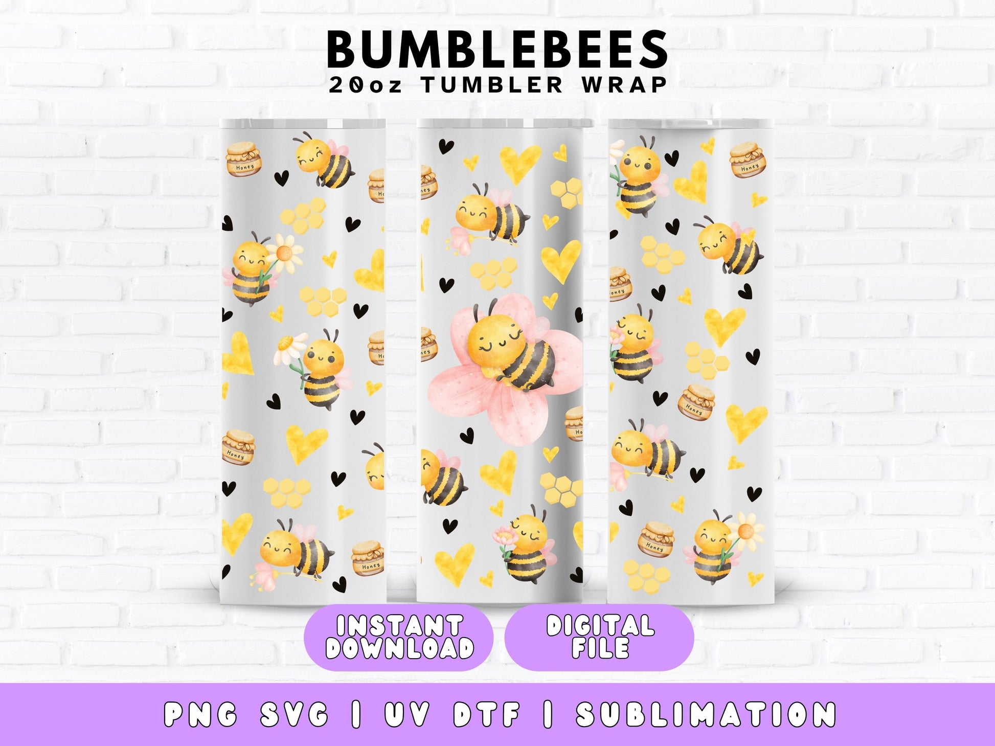 20oz skinny tumbler wrap bumblebee bees bee