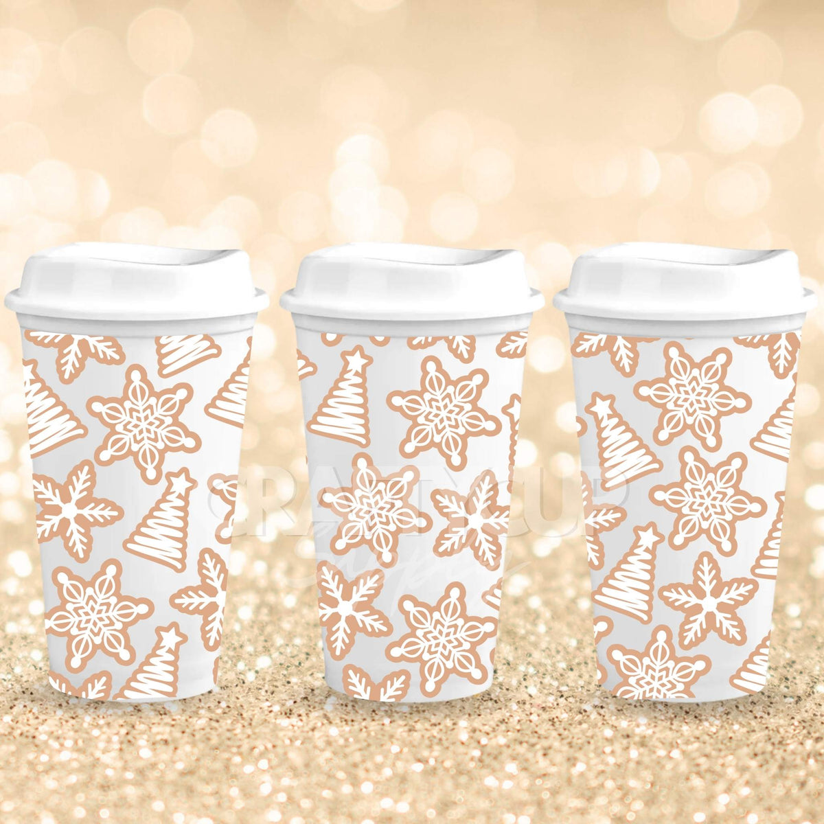 Gingerbread Snowflakes | Hot Cup UV DTF Wrap