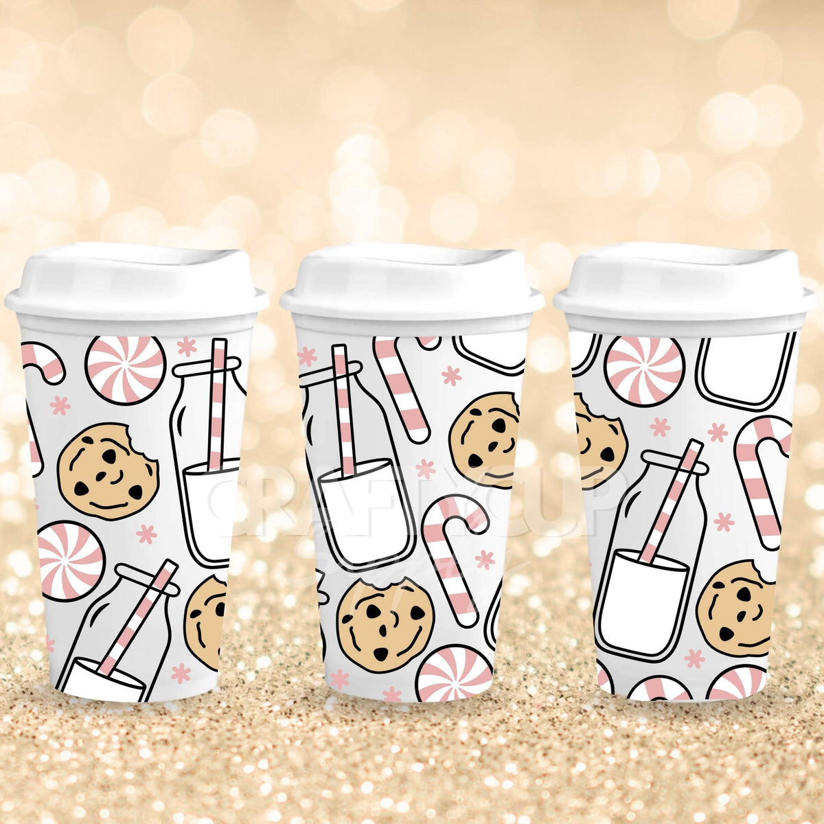 Cookies, Milk & Candy Canes | Hot Cup UV DTF Wrap