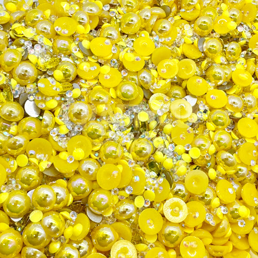 yellow pearl and rhinestone mix