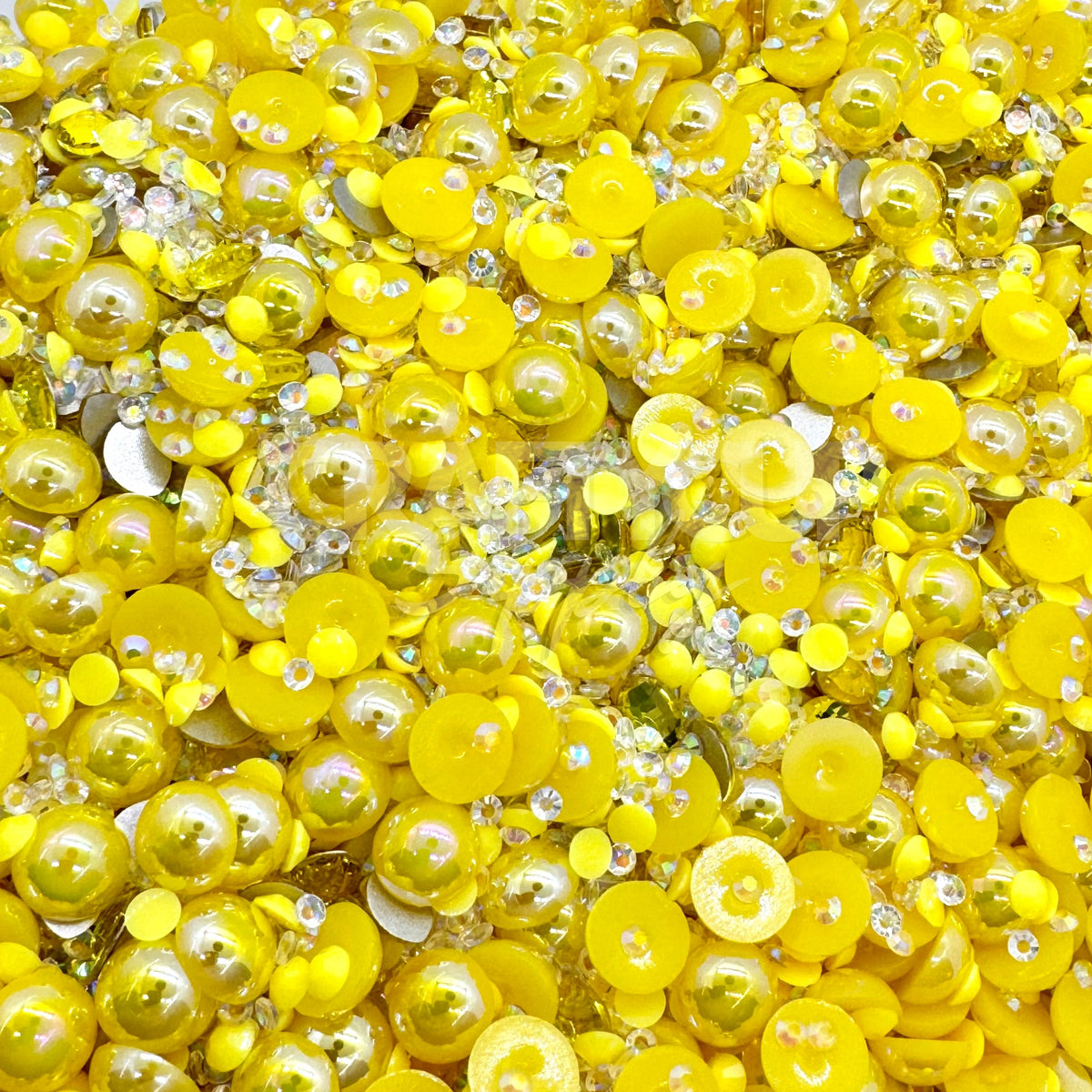 yellow pearl and rhinestone mix