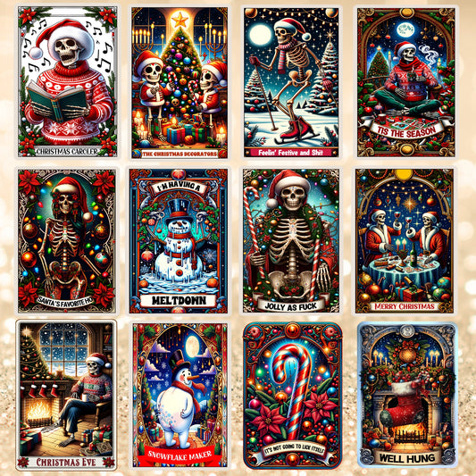 Christmas Sarcastic Tarot - Section 1  | UV DTF Decal