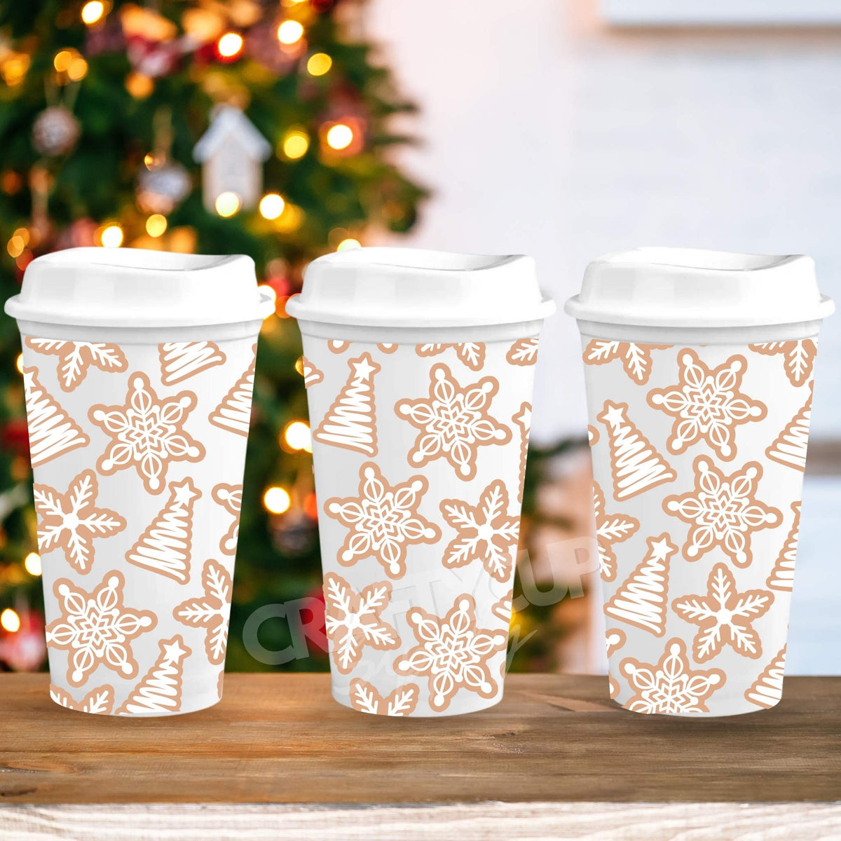 Gingerbread Snowflakes | Hot Cup UV DTF Wrap