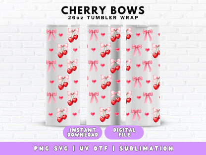 20OZ skinny tumbler wraps digital download cherries