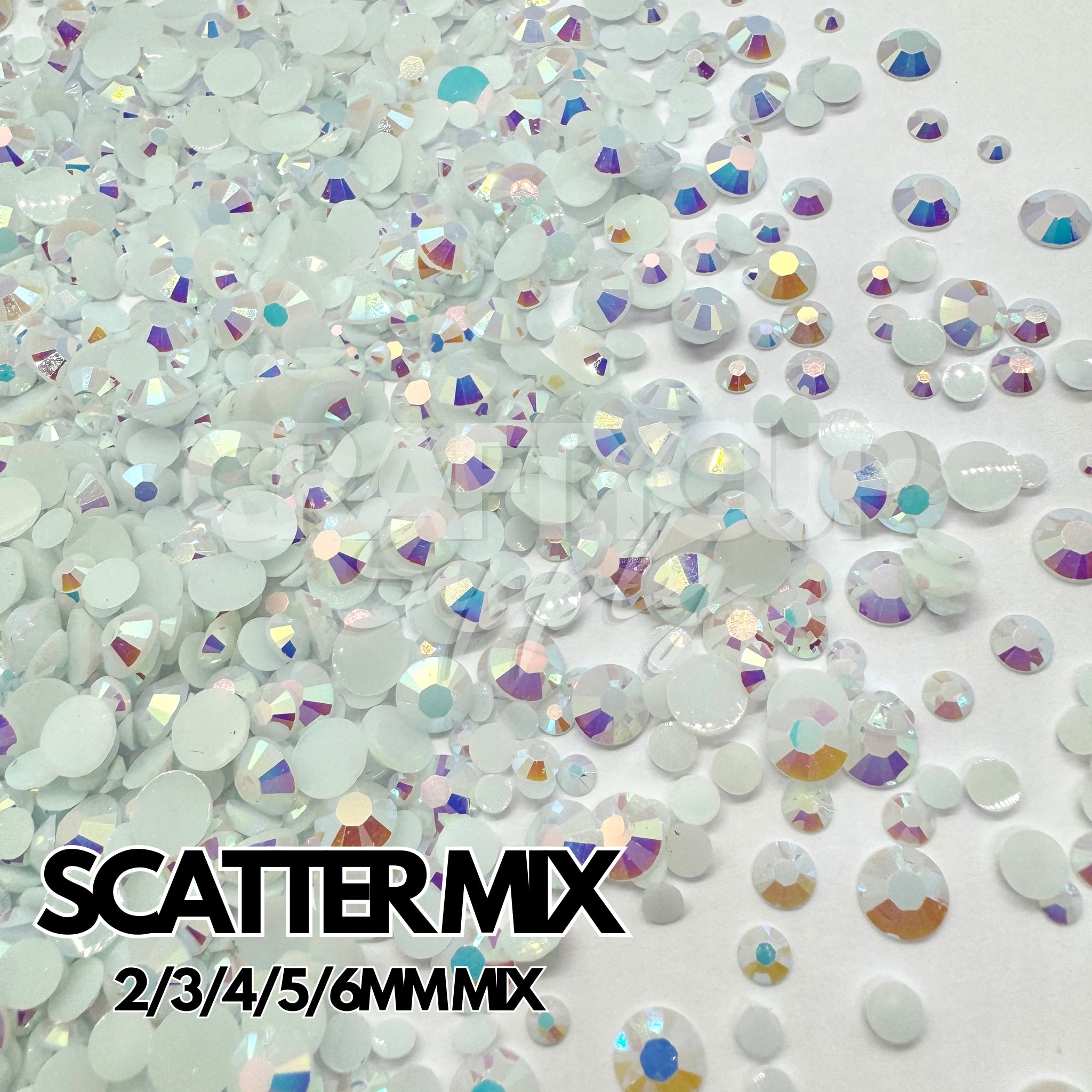 Opal White AB Rhinestones - 3mm | 4mm | 5mm & Scatter (28g)