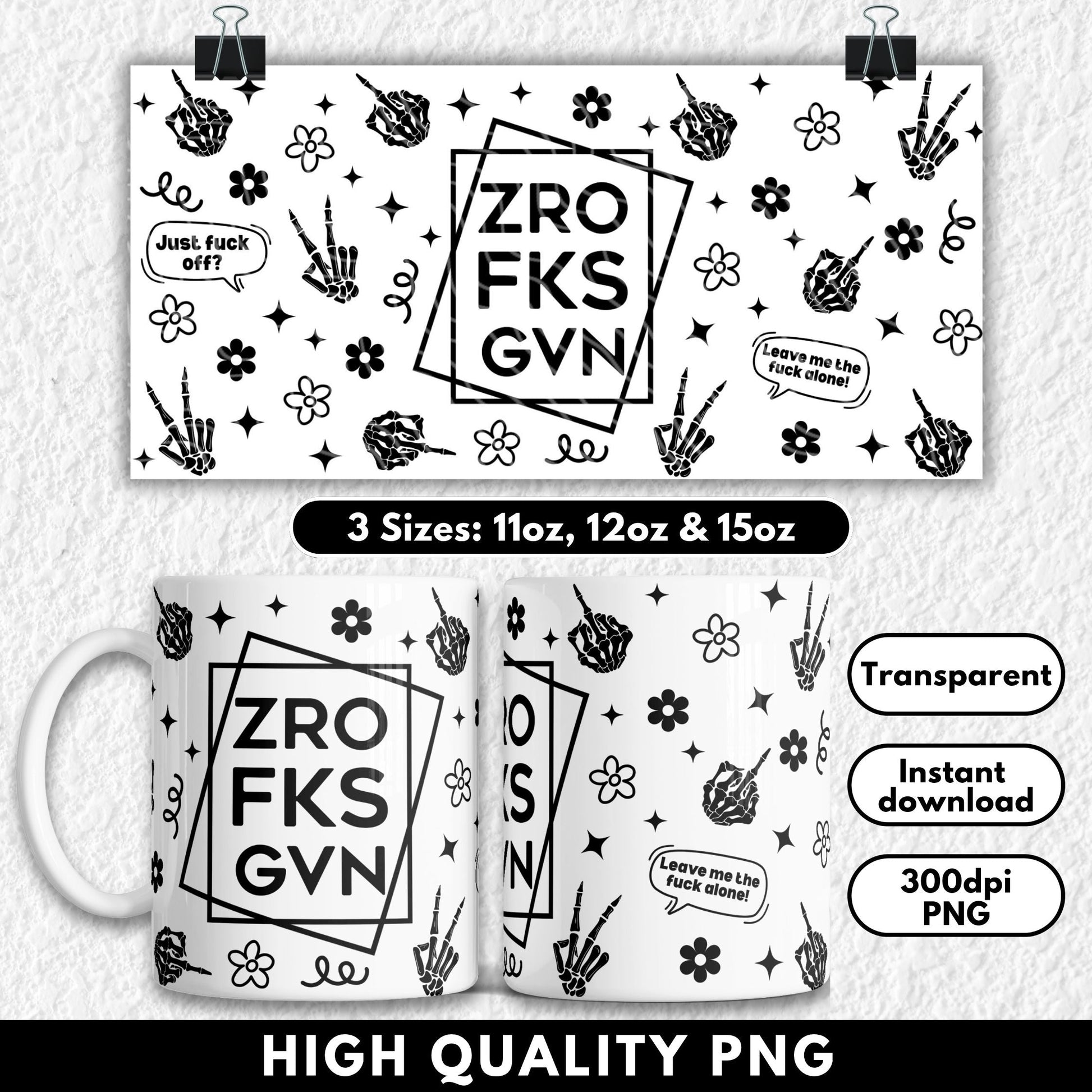 Edgy sublimation mug wrap featuring a black leopard print border with bold acronym "NFG" for No F*cks Given in the centre. This high-res PNG design fits 11oz, 12oz, and 15oz sublimation mugs. Perfect for unapologetic coffee lovers, attitude-filled gifts, or funny novelty drinkware. The black-on-black leopard print adds a fierce, modern touch to a blunt and hilarious message. Ideal for UV DTF or sublimation printing.