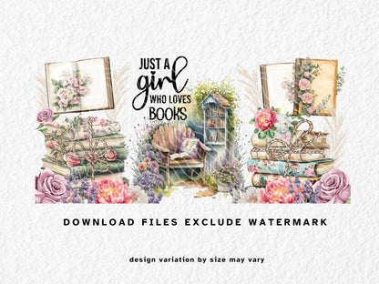 Charming sublimation mug wrap design for 11oz, 12oz, and 15oz mugs, featuring vintage floral books, pastel peonies and roses, open journals, and a cozy garden reading nook. With a soft watercolor style and romantic cottagecore vibes, this wrap is perfect for book lovers, readers, and fantasy fans who adore cozy aesthetics and peaceful reading corners. Ideal for sublimation or UV DTF printing.