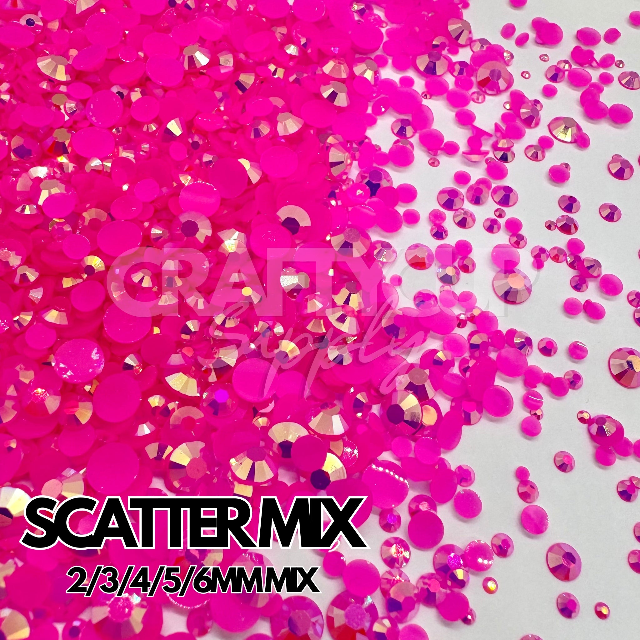 Barbie Pink AB Rhinestones - 3mm | 4mm | 5mm & Scatter (28g)