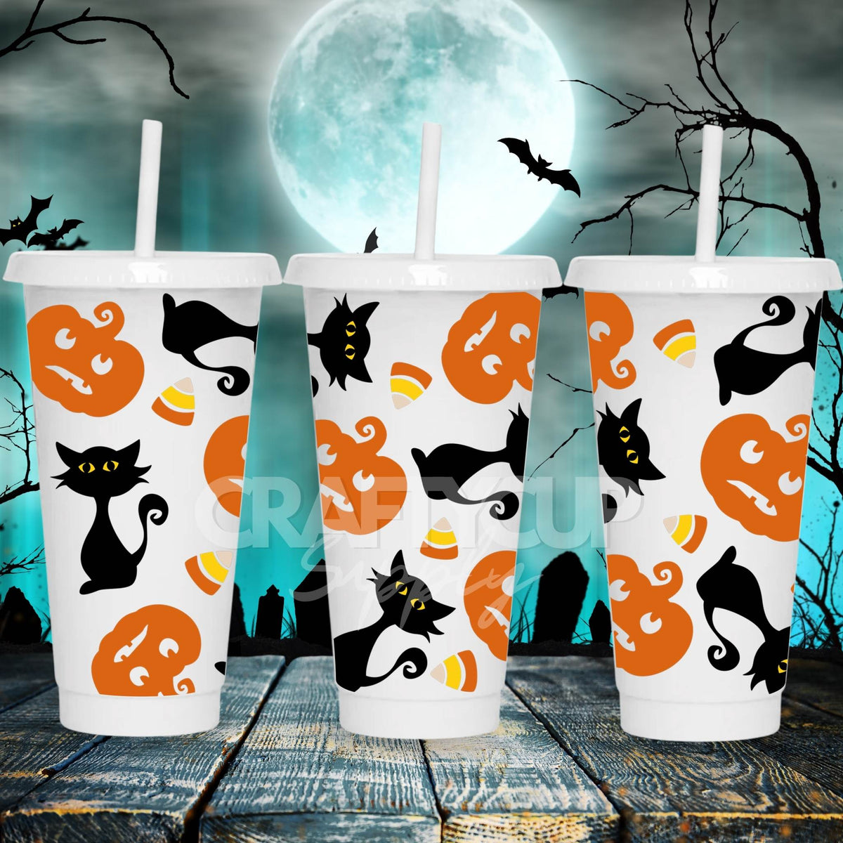 Halloween Black Cat | Cold Cup UV DTF Wrap