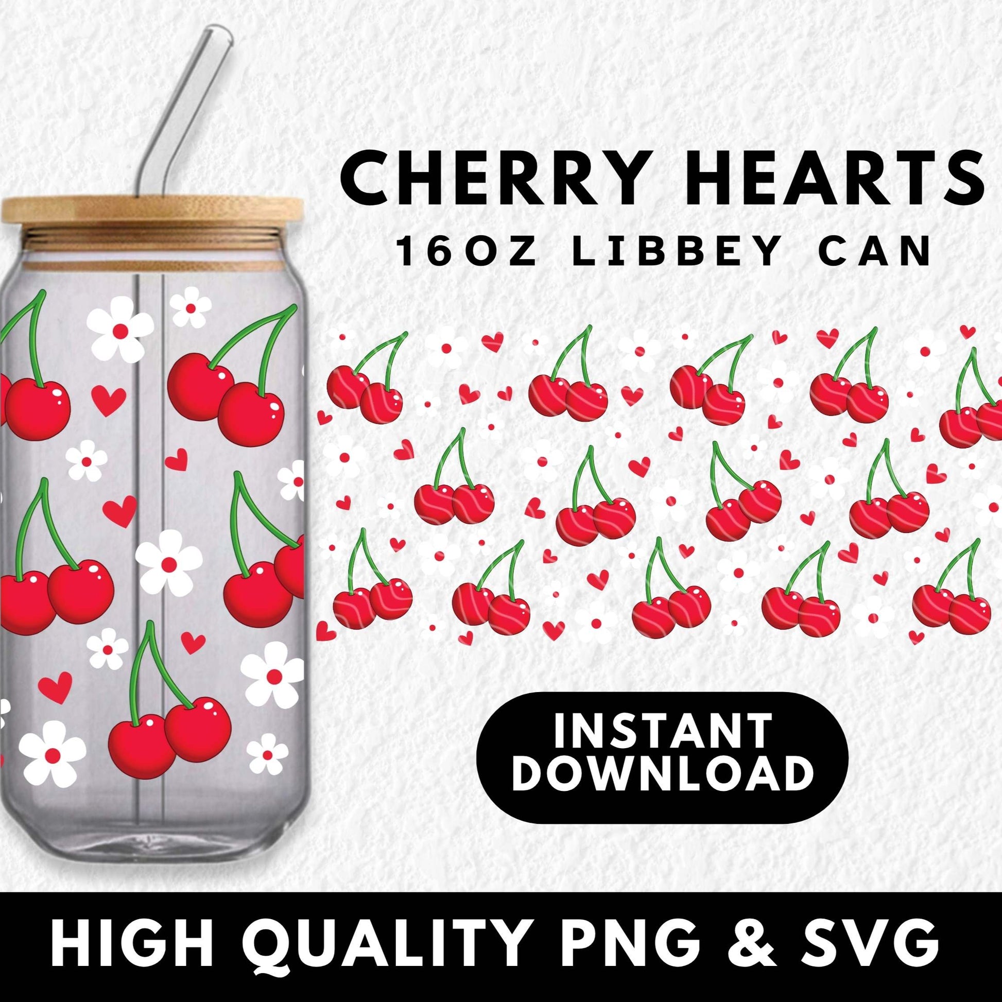 cherry sublimation design png digital download file for wraps 16oz cans