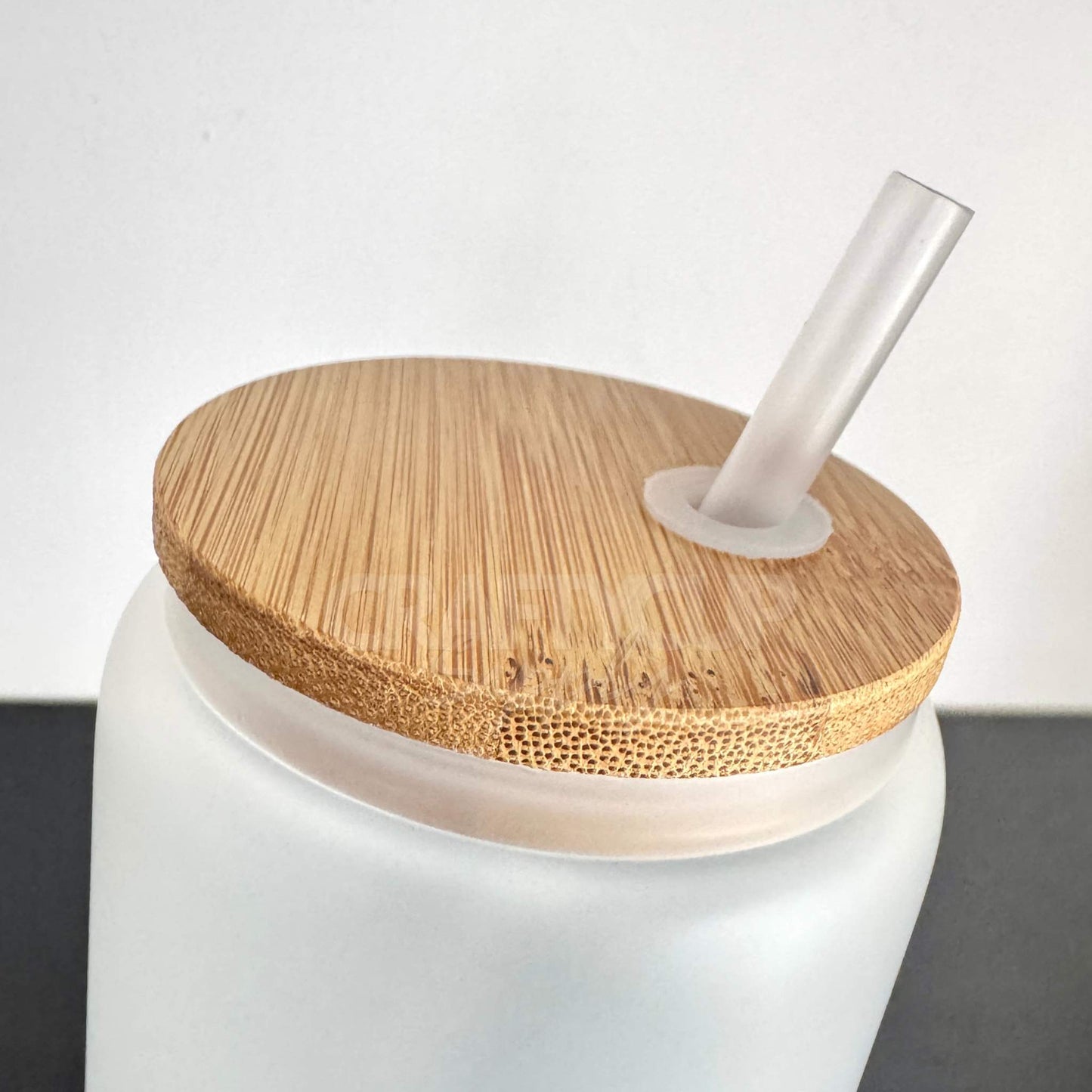 Frosted Bamboo 16oz Libbey Glass Can with Sublimation