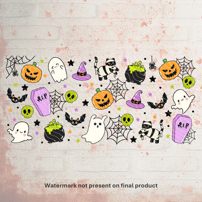 Spooky UV DTF wrap for 16oz Libbey can – Halloween tumbler transfer, UK crafting supplies & wholesale print supplier