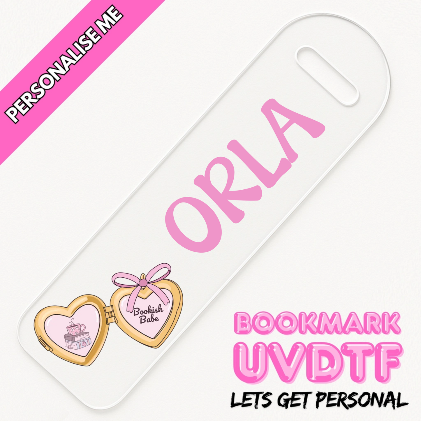 Bookish Babe Locket | Personalised Bookmark UV DTF