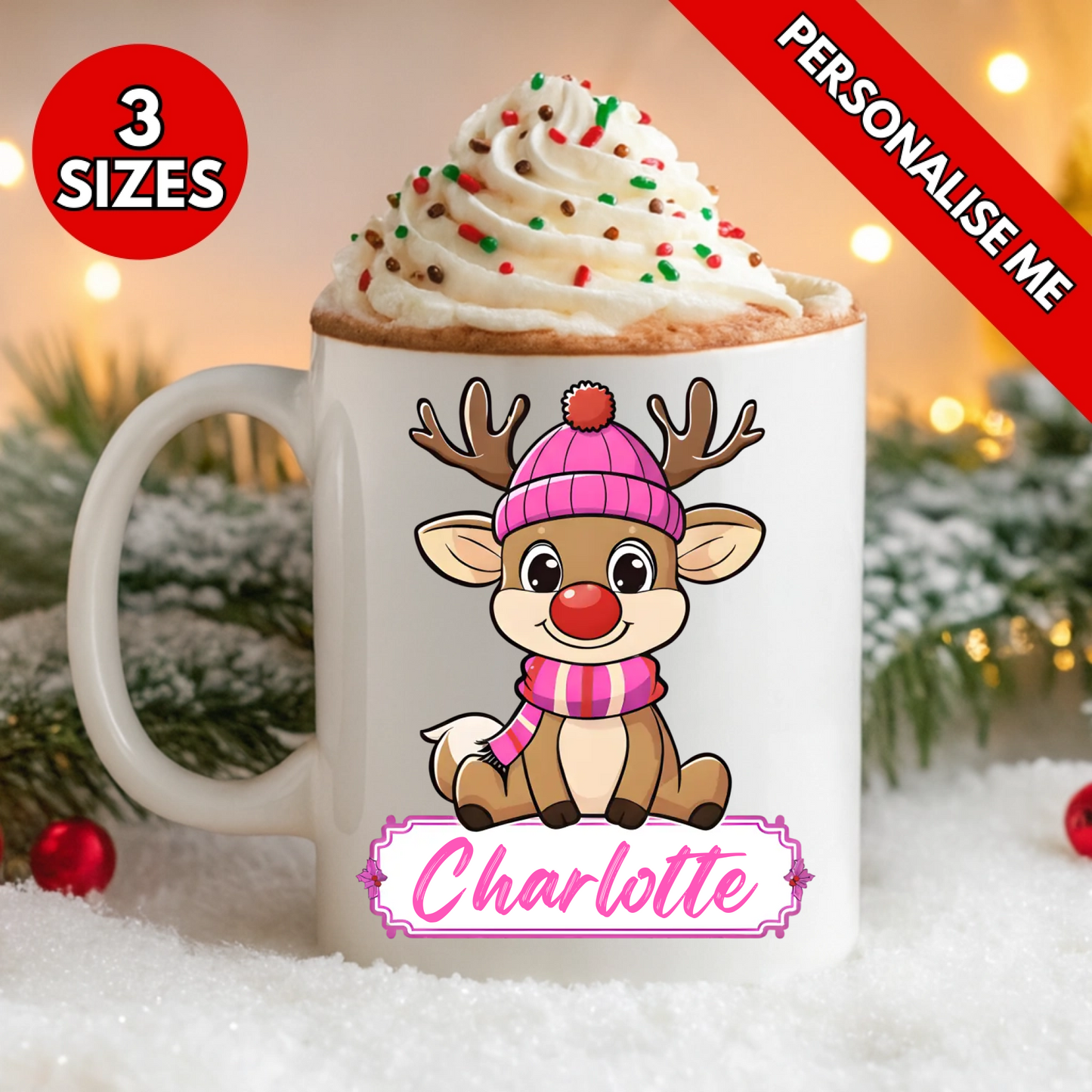Girl Rudolph Name Plate | Personalised UV DTF