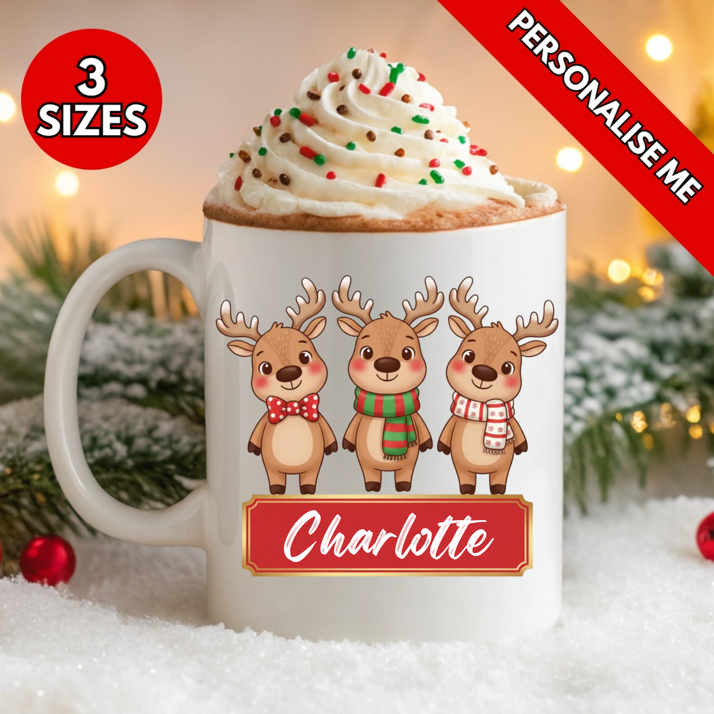 Rudolph Trio Name Plate | Personalised UV DTF