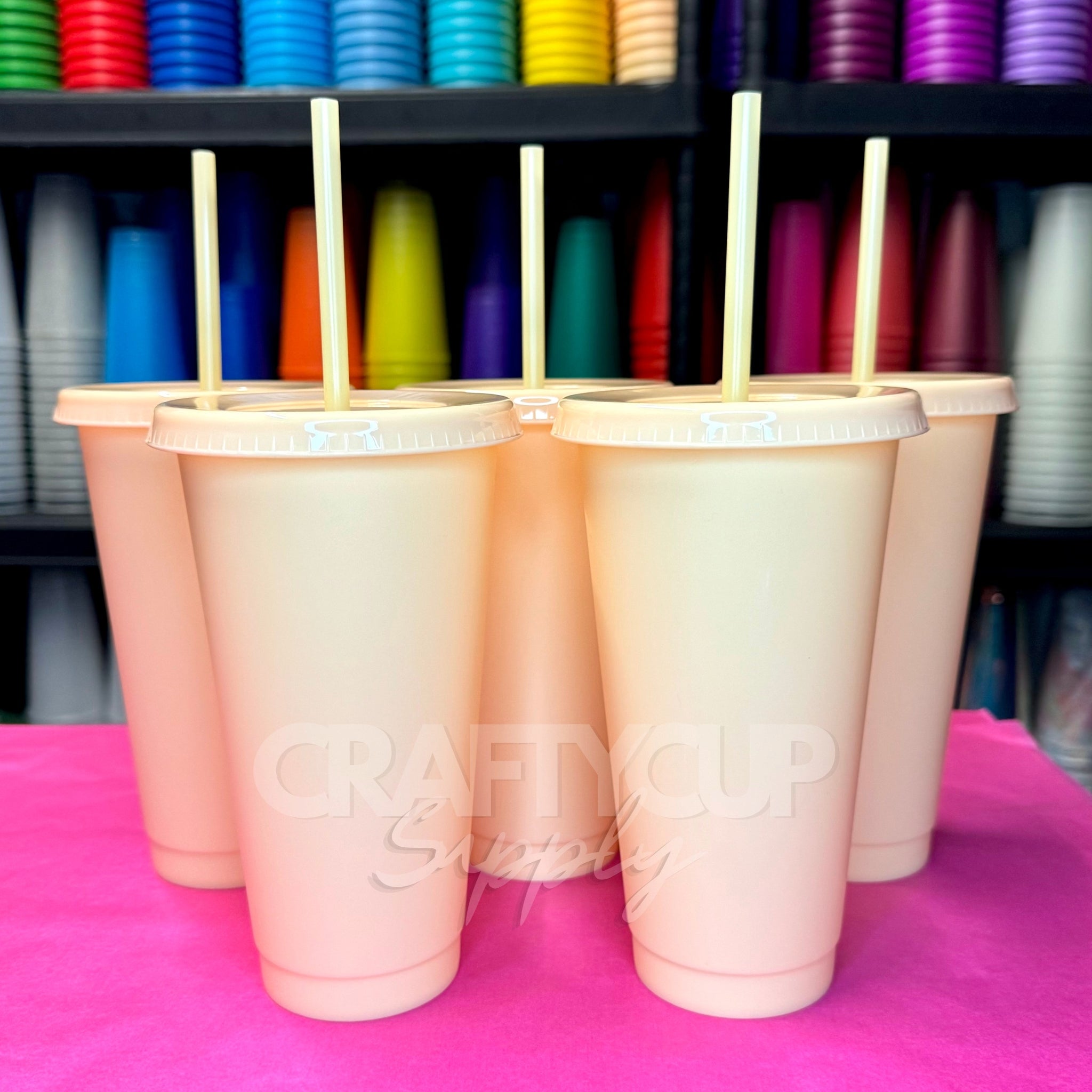 pastel yellow Starbucks cups