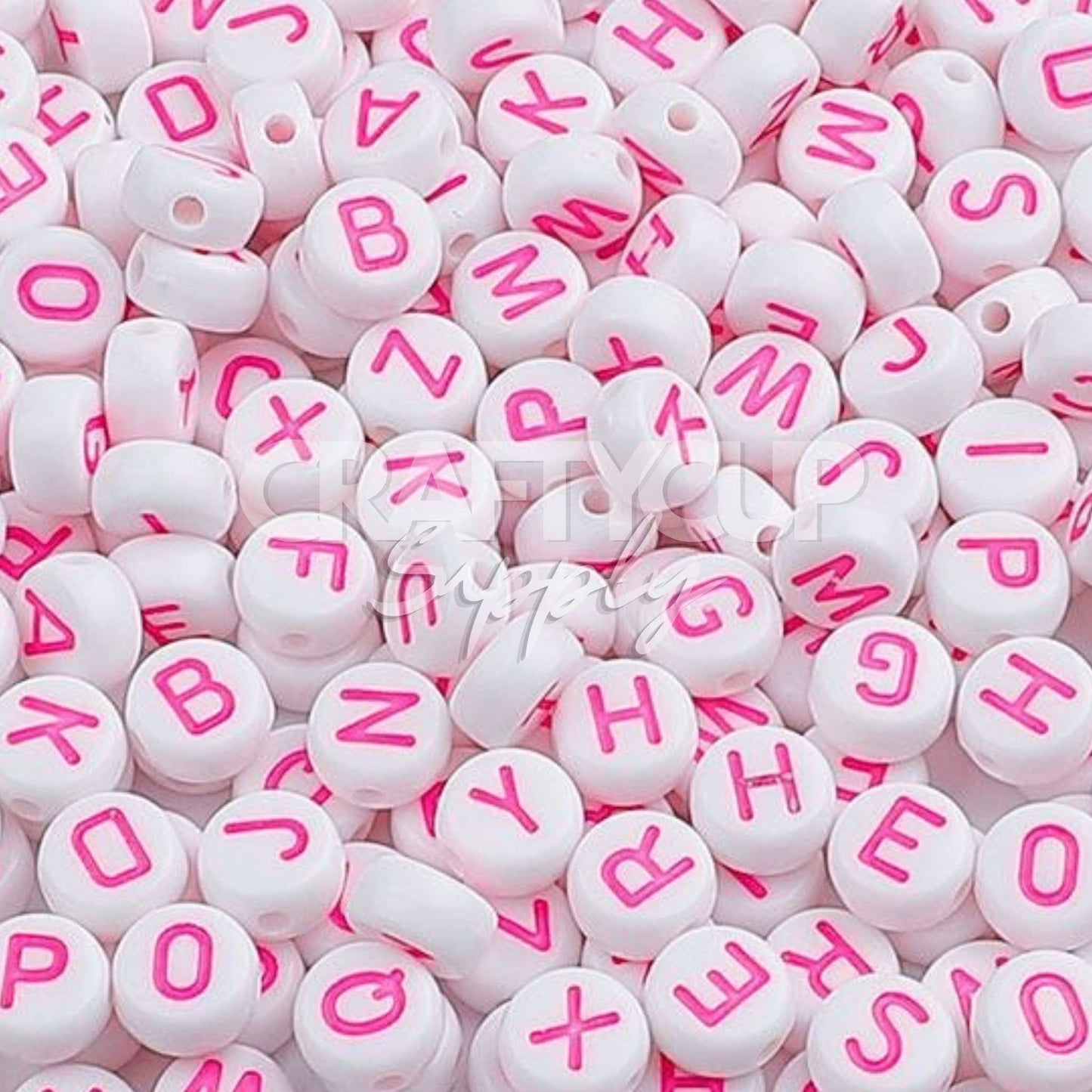White Pink Letter Beads (Pack of 200)
