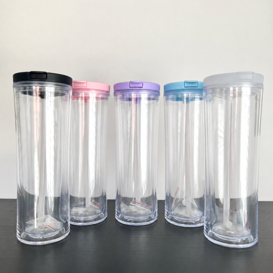 20oz Acrylic Double Walled Flip Lid Bottles [Pre-Drilled, 1 Stopper]