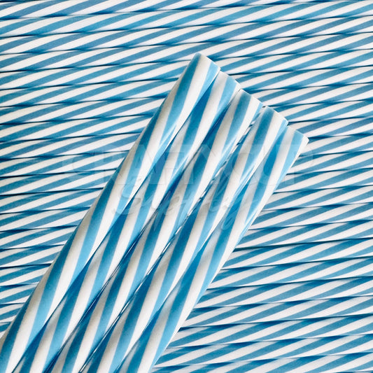 Pastel Blue Stripe Straw