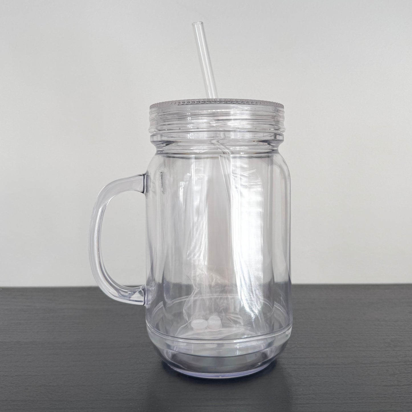 20oz Acrylic Double Wall Mason Jar Snowglobe, Pre-drilled with Stopper