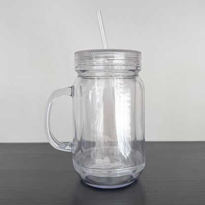 20oz Acrylic Double Wall Mason Jar Snowglobe, Pre-drilled with Stopper