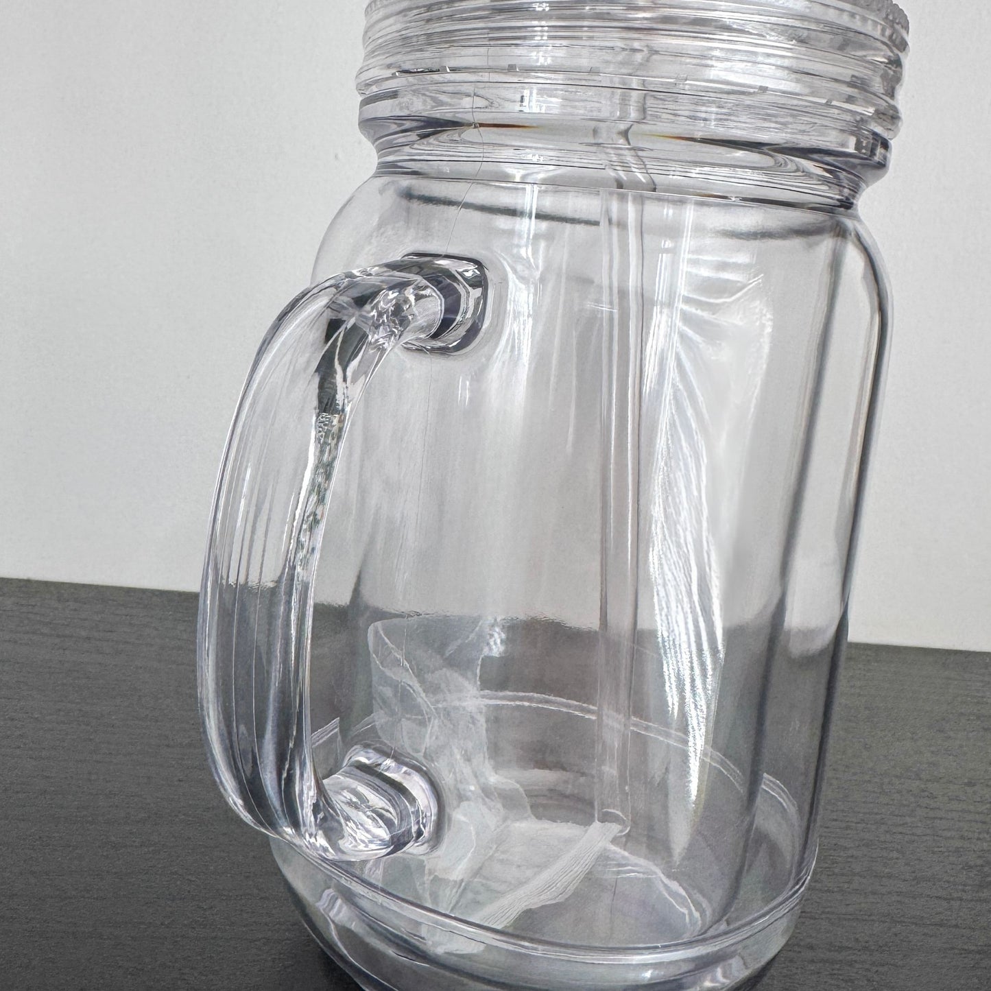 20oz Acrylic Double Wall Mason Jar Snowglobe, Pre-drilled with Stopper