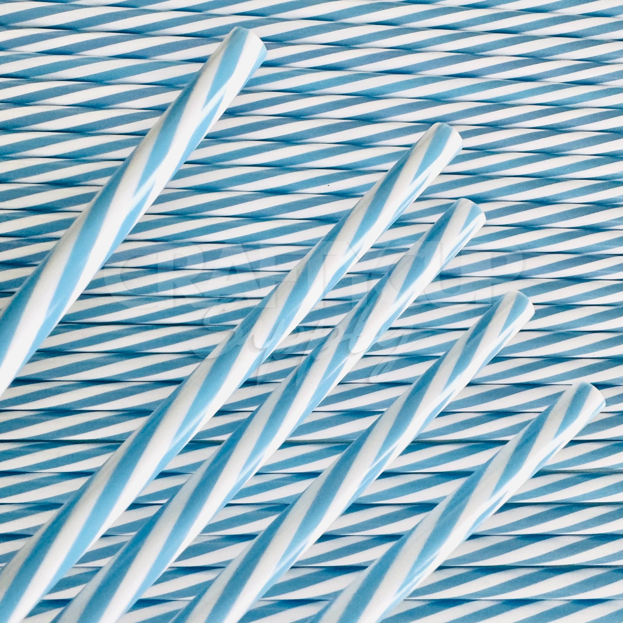 Pastel Blue Stripe Straw