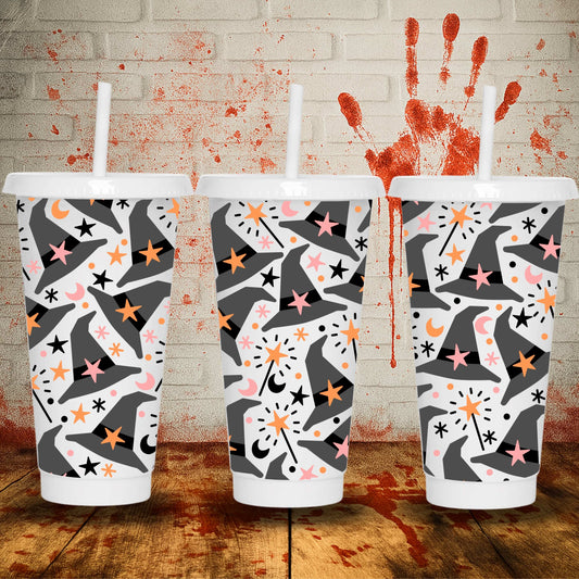 24oz Halloween UV DTF wrap for cold cups – spooky printed designs made in the UK, perfect for festive custom tumblers