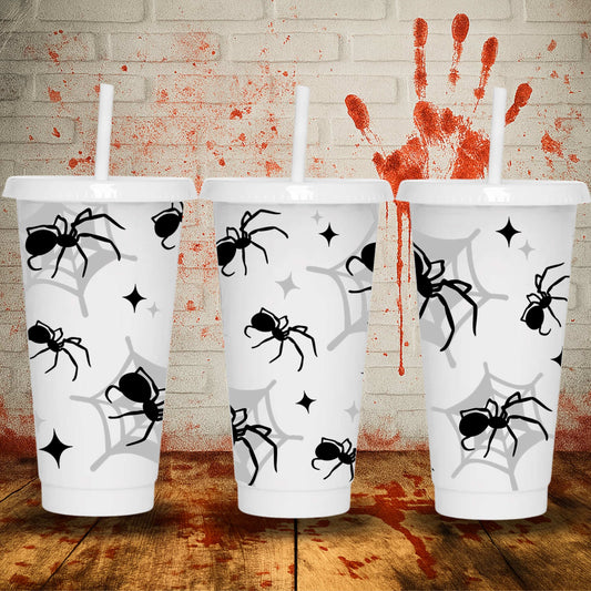 24oz Halloween UV DTF wrap for cold cups – spooky printed designs made in the UK, perfect for festive custom tumblers