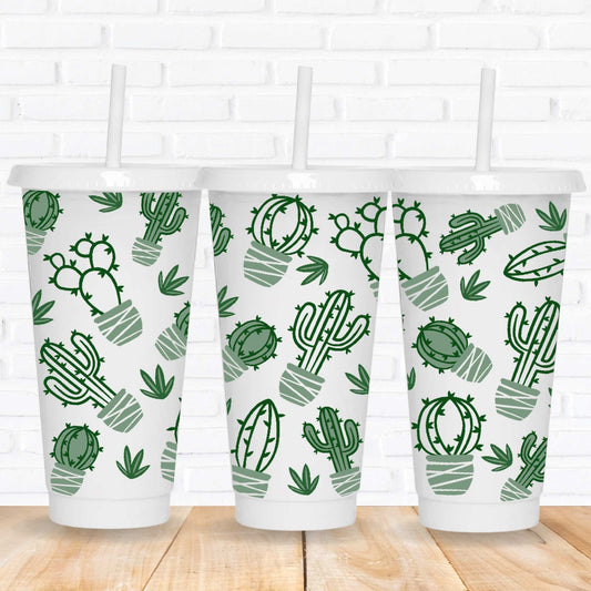 24oz cactus pattern uv dtf wraps for cold cups