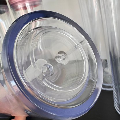 20oz Acrylic Double Walled Flip Lid Bottles [Pre-Drilled, 1 Stopper]