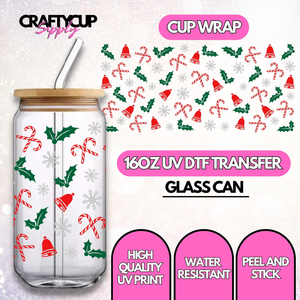 Bells, Holly & Candy | UV DTF Wrap