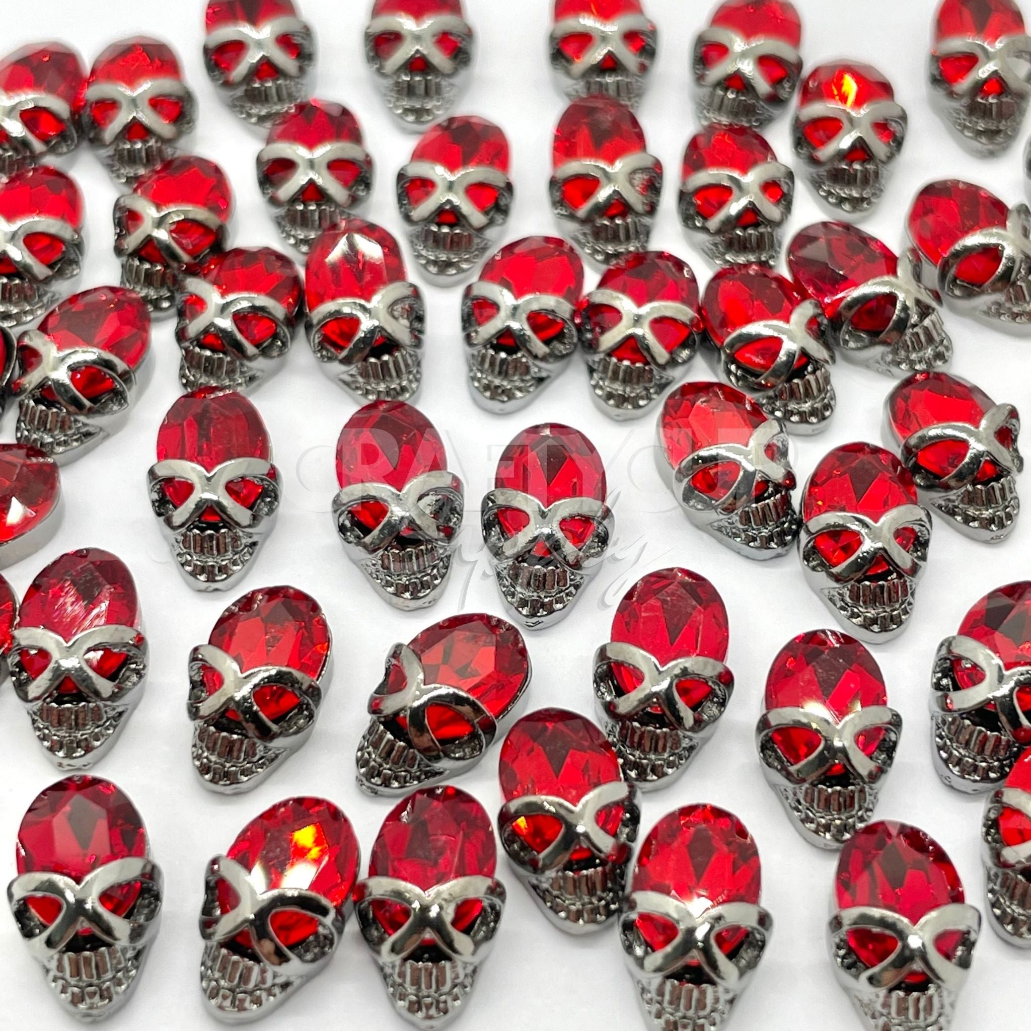 red gem skulls cabochon charms