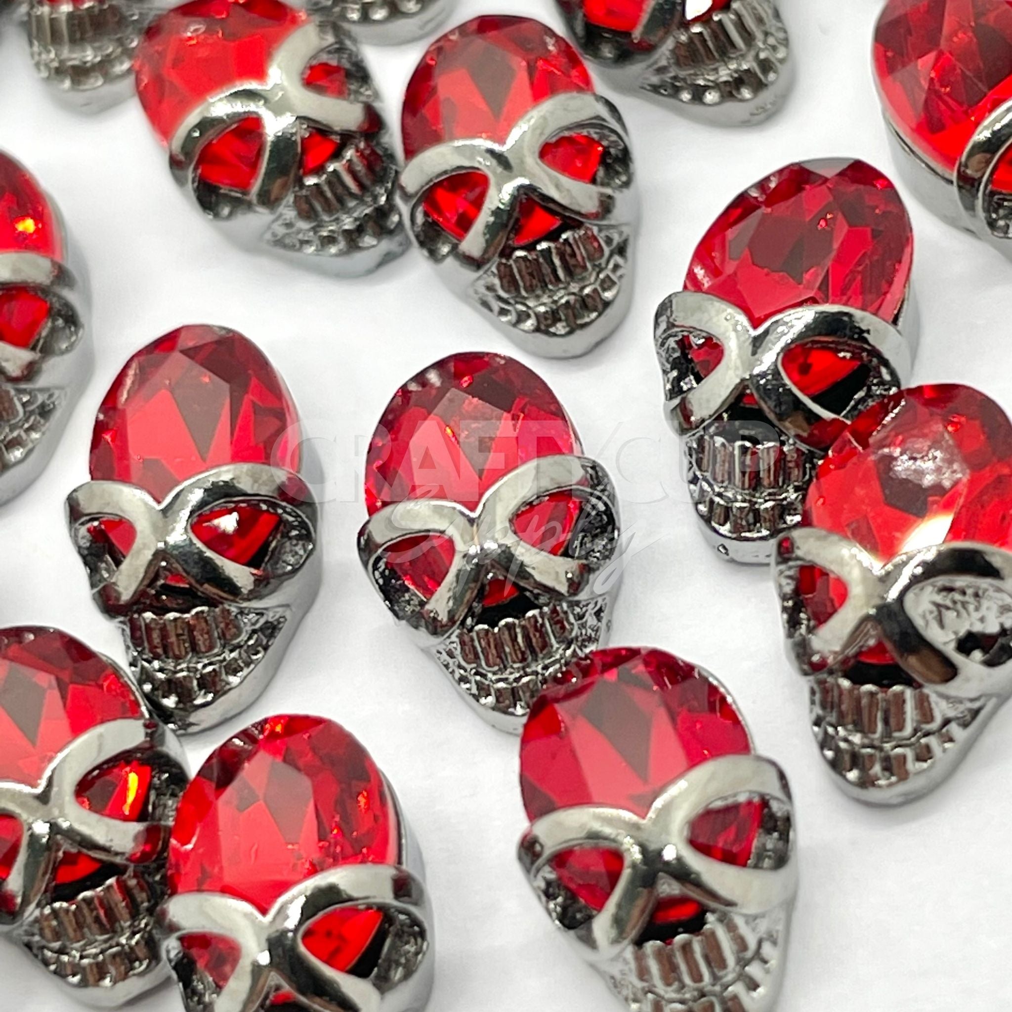 Gem Skulls Cabochon Charms - Red