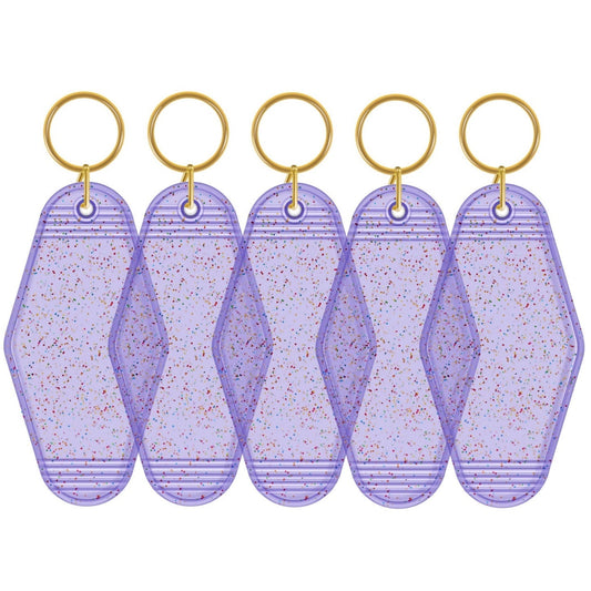 Teckwrap Motel Keyrings Glitter Purple - 5 Pack