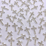 Crucifix Bling Cabochon Charms - Silver