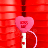 Love Heart Kiss Me Straw Topper