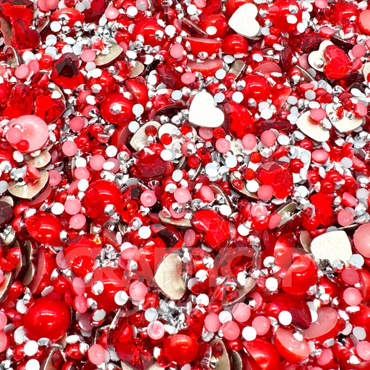 red pearl rhinestone crafting mixes for valentines