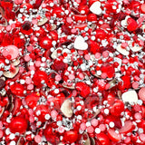 red pearl rhinestone crafting mixes for valentines