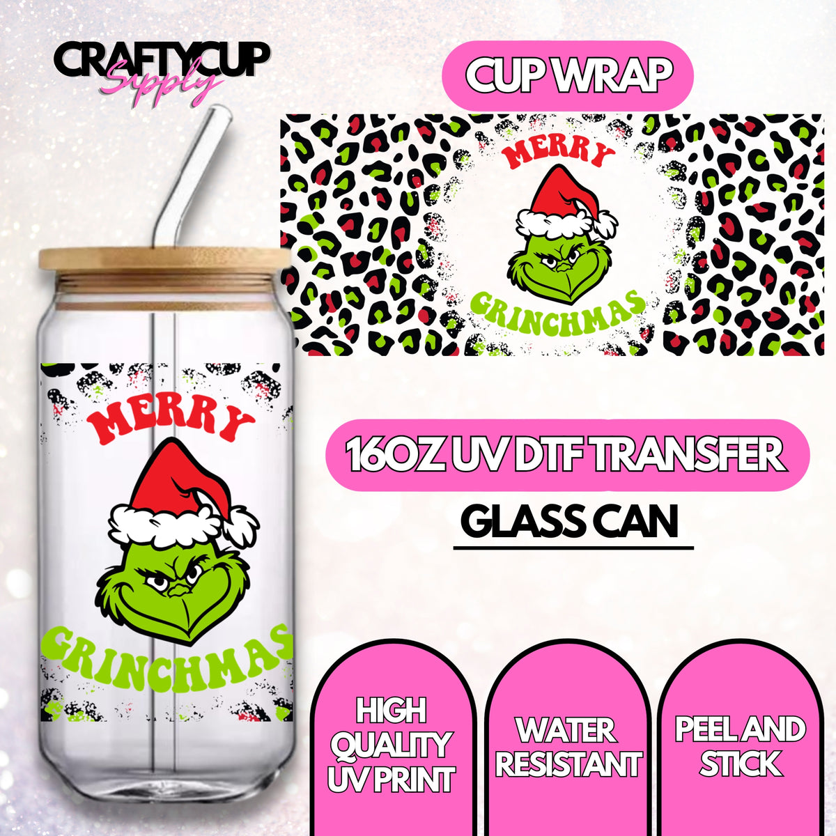 Merry Grinchmas Leopard | UV DTF Wrap