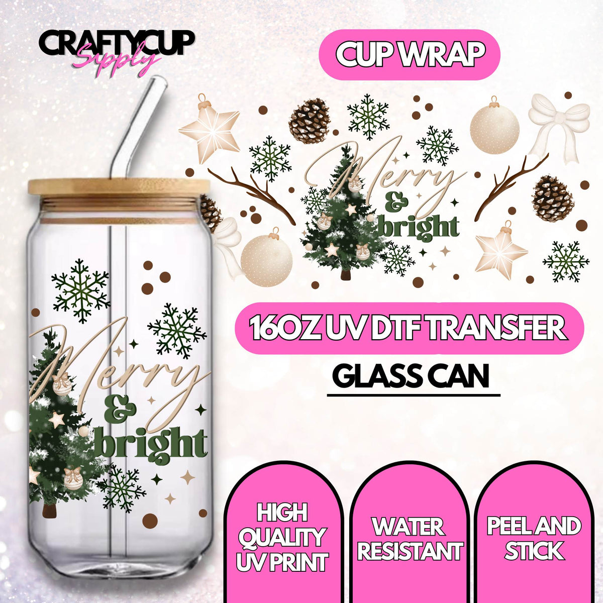 Merry & Bright | UV DTF Wrap