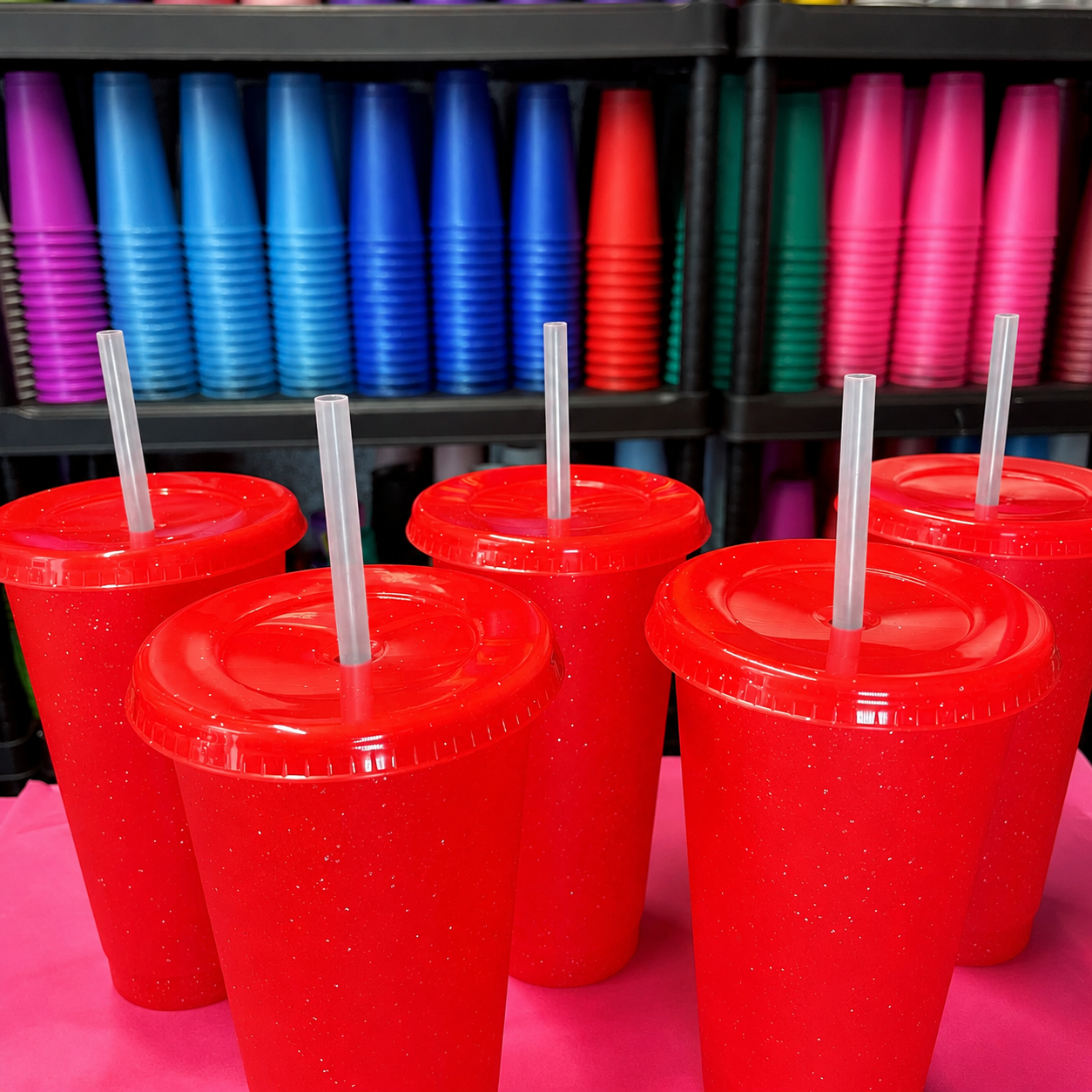 Red Glitter 24oz (710ml) Cold Cup