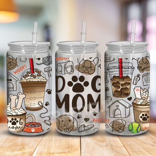 dog mum vinyl print cans