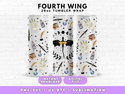 fourth wing skinny tumbler sublimation design