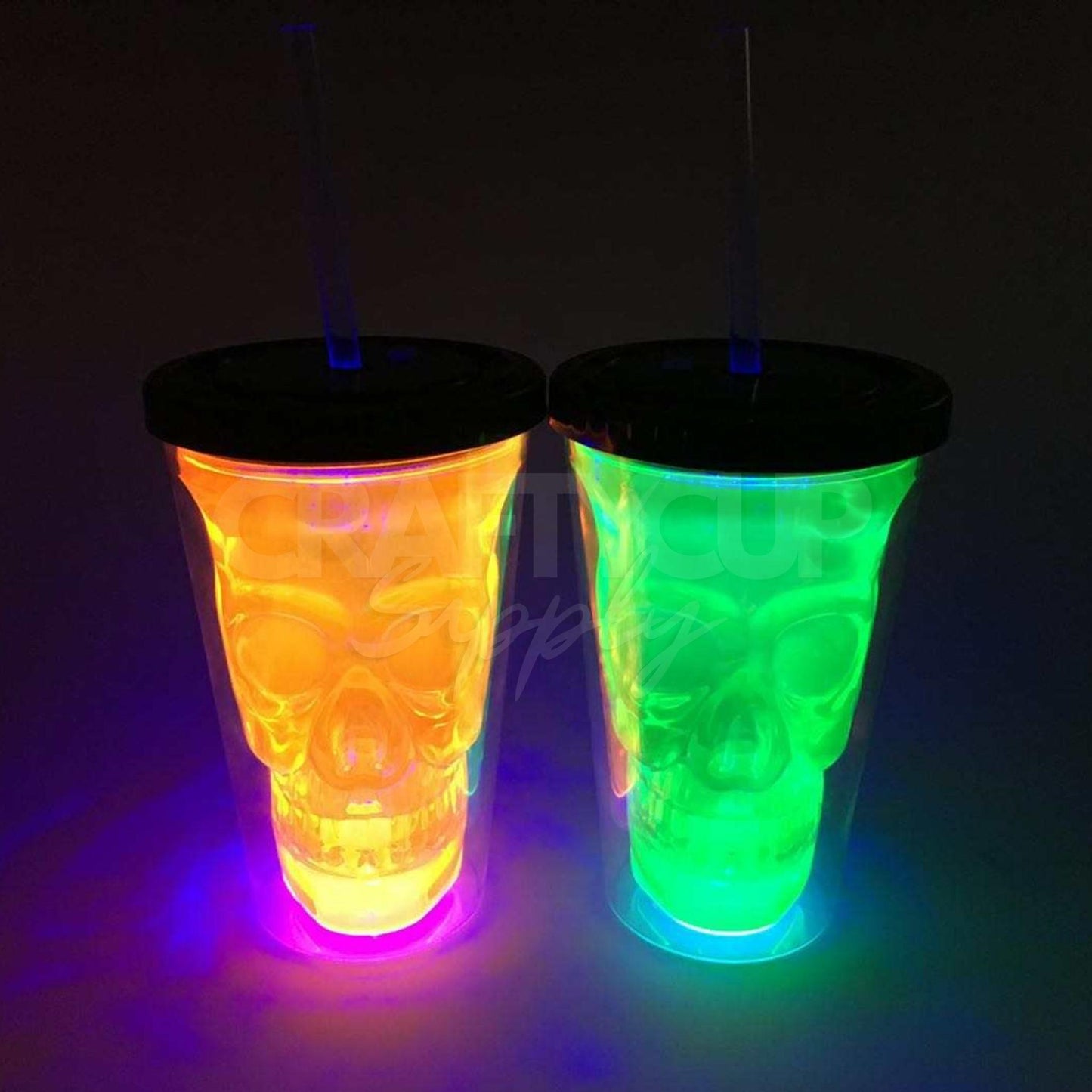 Double Wall LED Light Up Skull Tumbler 16oz (470ml) - Orange