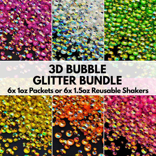 3D Bubble Glitter Bundle (1oz Packets or 1.5oz Shakers)