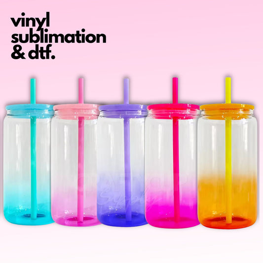 16oz glass can tumblers ombre colour libbey glass cans