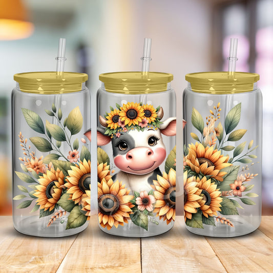 Sunflower cow uv dtf print