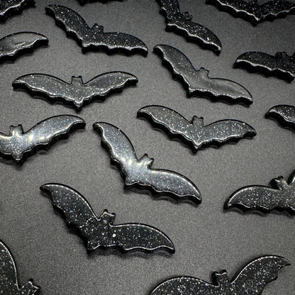 Black Glitter Bats Cabochons (Pack of 10)