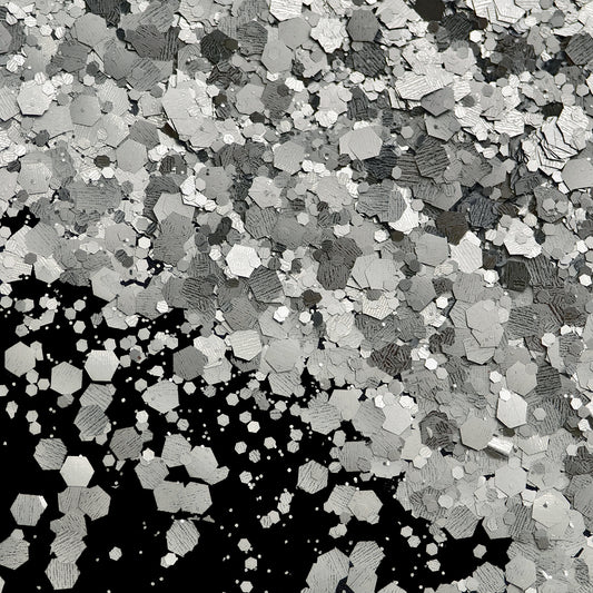 metallic matte silver glitter polyester